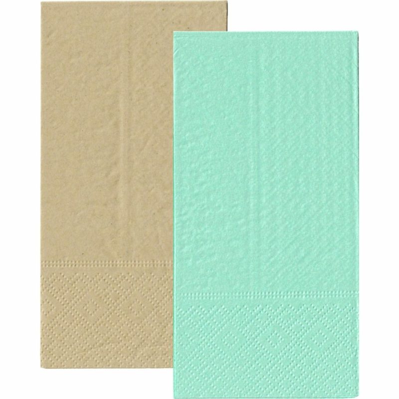 Eco-Friendly Partyware | Mint Green And Eco Brown Napkins / Serviettes 1 / 8 Gt Fold (Pack Of 20) Decor Eco-Friendly Partyware