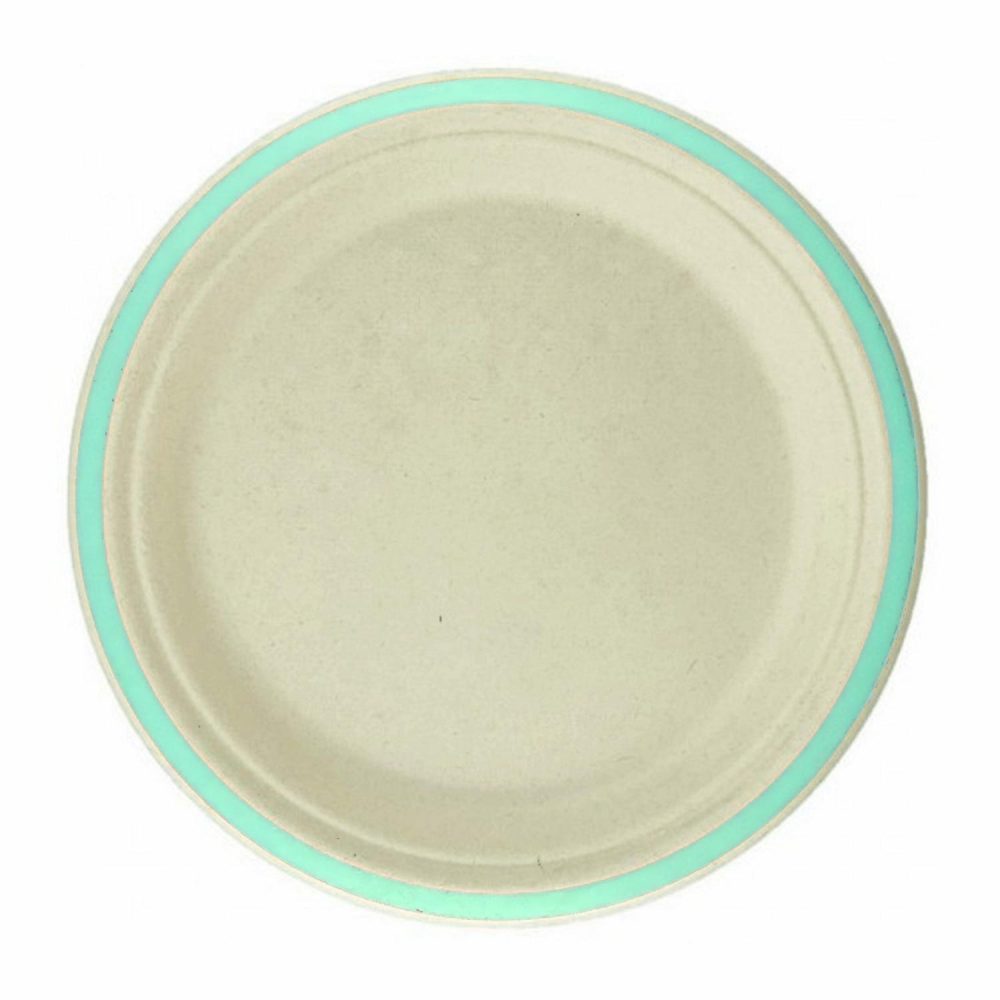 Eco-Friendly Partyware | Mint Rim Sugar Cane Small Plates (Pack Of 10) Decor Eco-Friendly Partyware