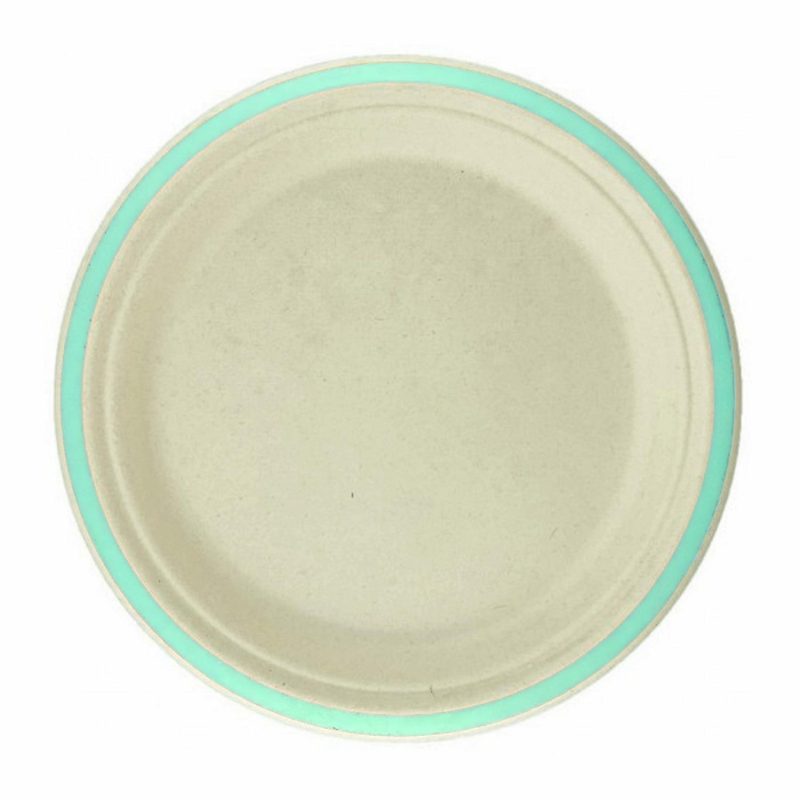 Eco-Friendly Partyware | Mint Rim Sugar Cane Small Plates (Pack Of 10) Decor Eco-Friendly Partyware