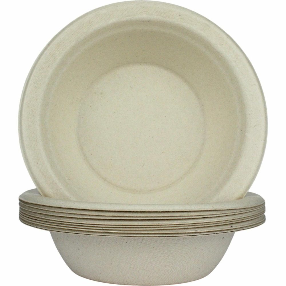 Eco-Friendly Partyware | Natural Sugar Cane Bowls 16Cm (Pack Of 10) Decor Eco-Friendly Partyware