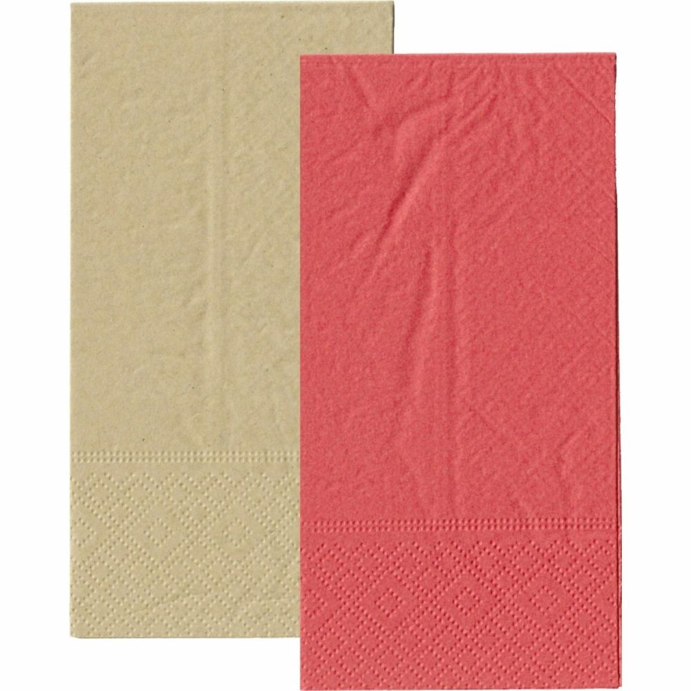 Eco-Friendly Partyware | Red And Eco Brown Napkins / Serviettes 1 / 8 Gt Fold (Pack Of 20) Decor Eco-Friendly Partyware