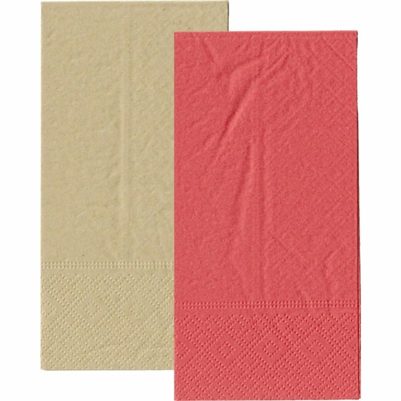 Eco-Friendly Partyware | Red And Eco Brown Napkins / Serviettes 1 / 8 Gt Fold (Pack Of 20) Decor Eco-Friendly Partyware