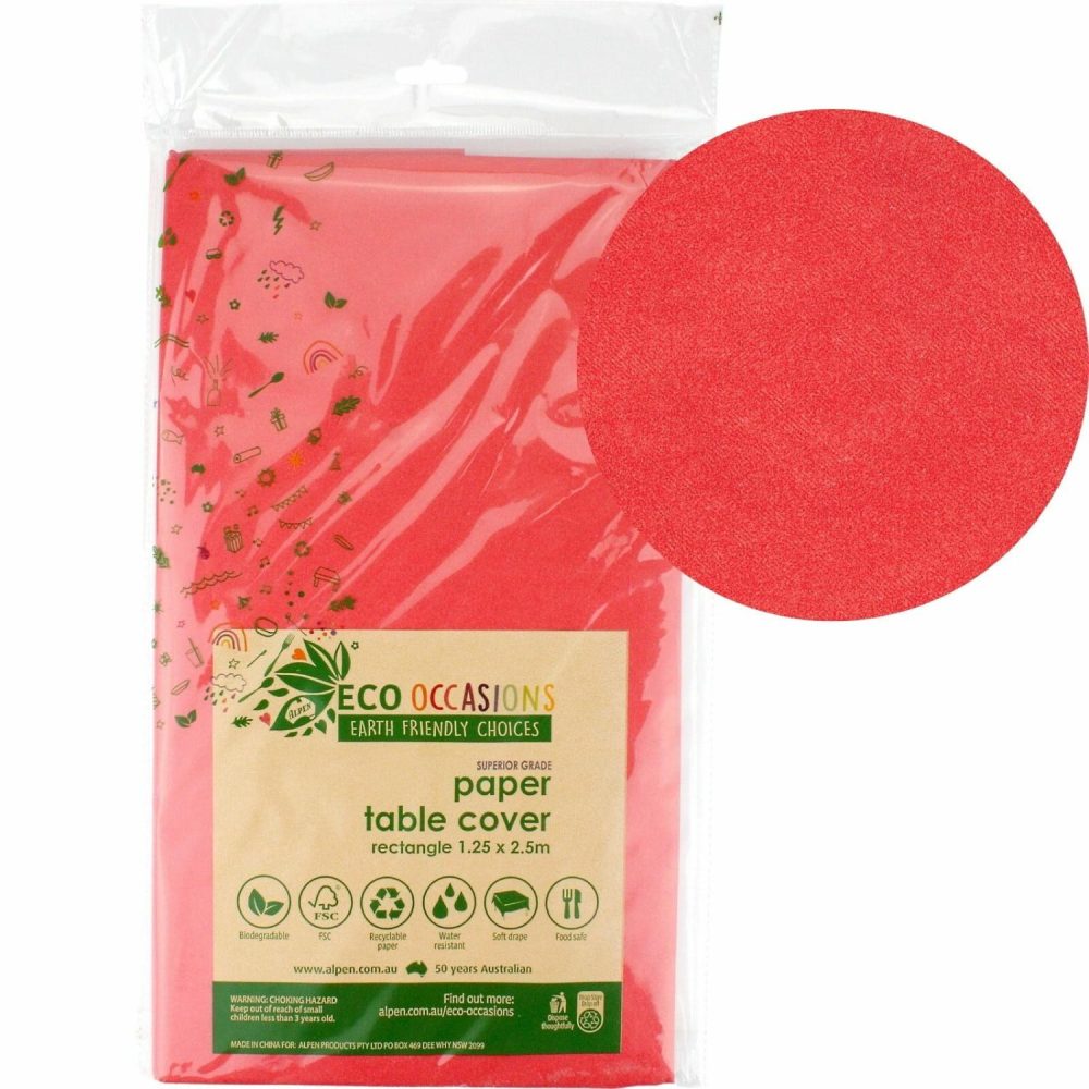 Eco-Friendly Partyware | Red Eco Biodegradable Paper Tablecloth Decor Eco-Friendly Partyware