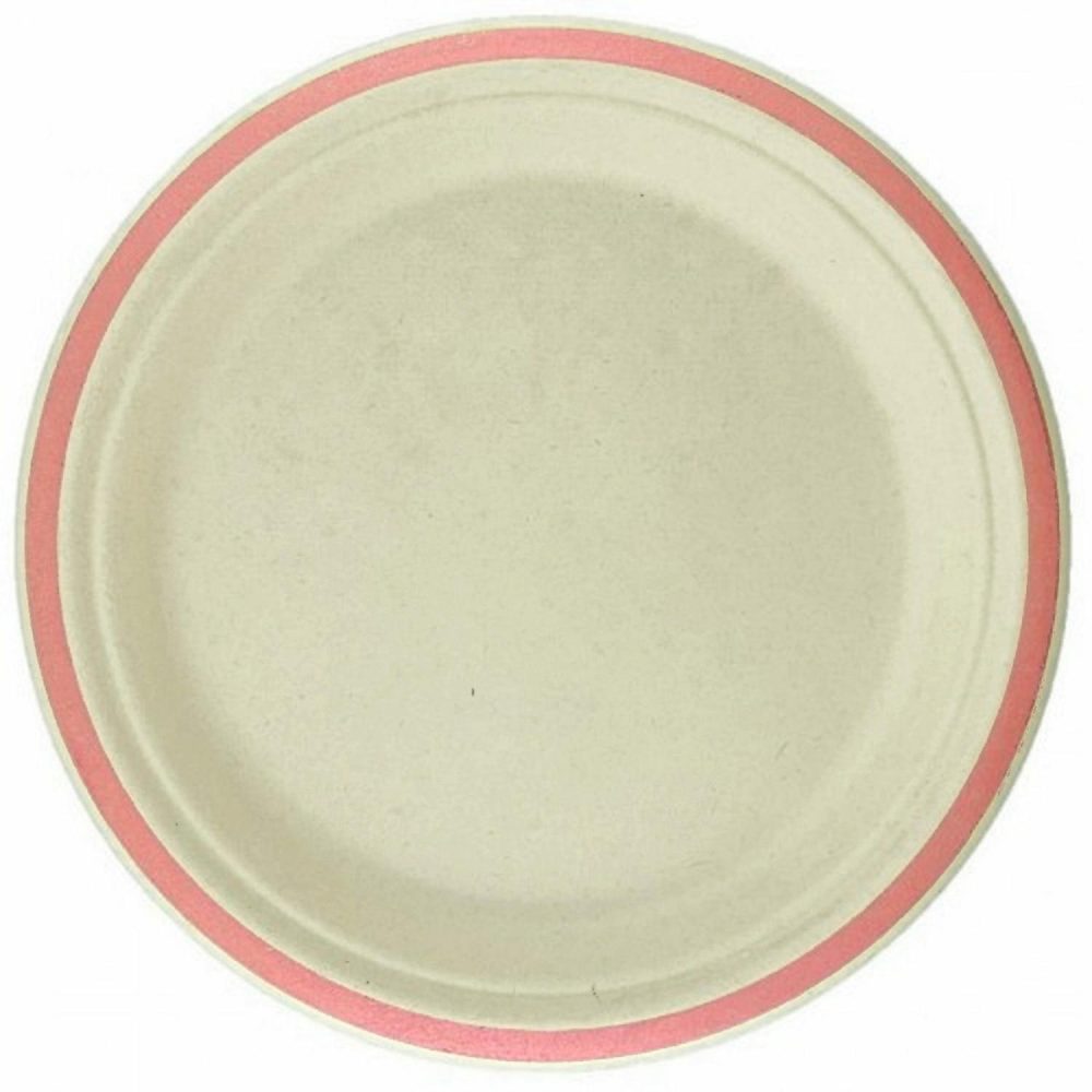 Eco-Friendly Partyware | Rose Gold Rim Sugar Cane Large Plates (Pack Of 10) Decor Eco-Friendly Partyware