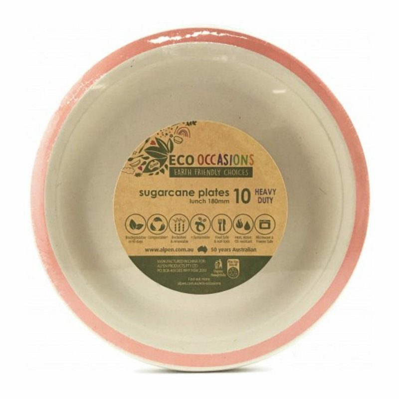 Eco-Friendly Partyware | Rose Gold Rim Sugar Cane Small Plates (Pack Of 10) Decor Eco-Friendly Partyware