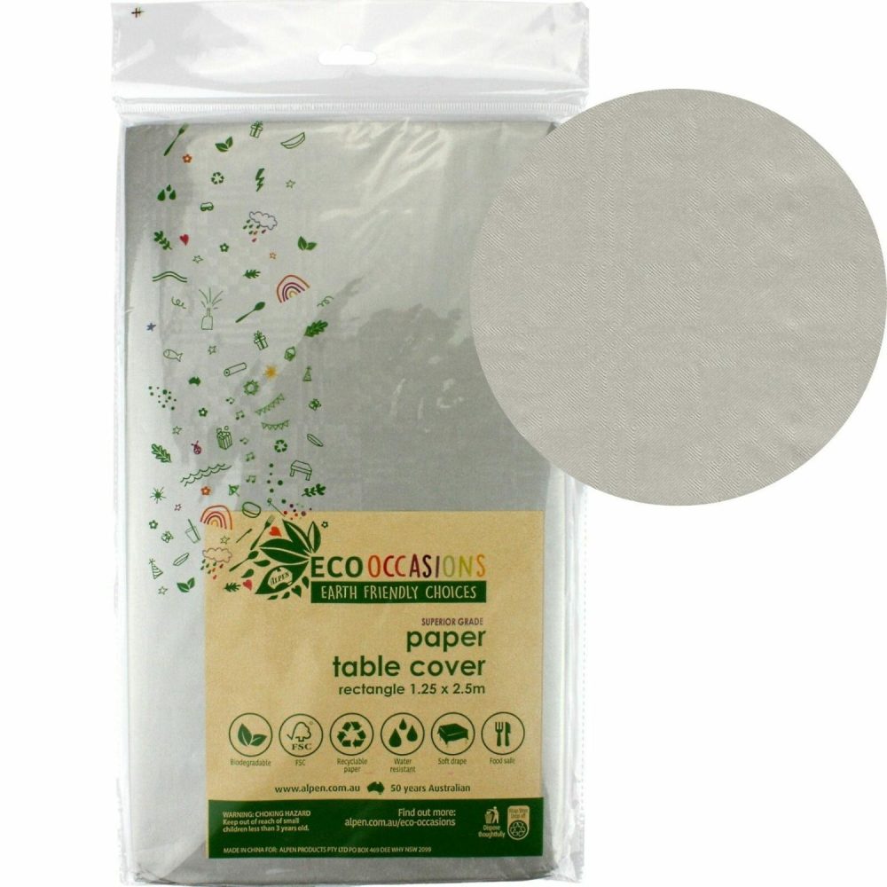 Eco-Friendly Partyware | Silver Eco Biodegradable Paper Tablecloth Decor Eco-Friendly Partyware