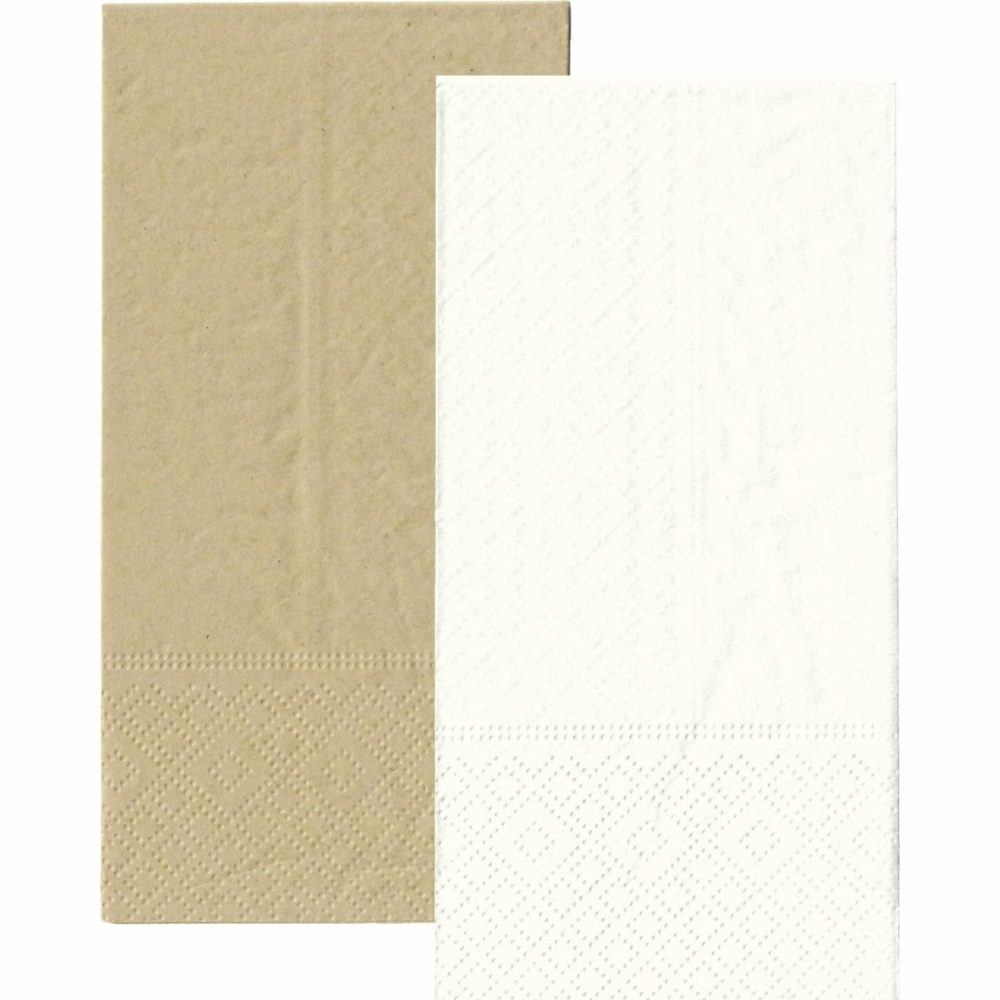 Eco-Friendly Partyware | White And Eco Brown Napkins 1/8 Gt Fold (Pack Of 20) Decor Eco-Friendly Partyware