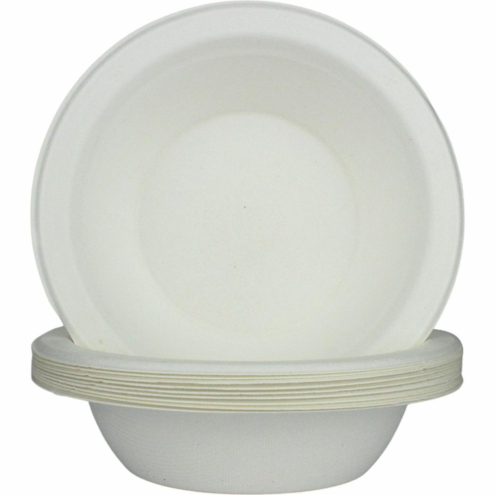 Eco-Friendly Partyware | White Sugar Cane Bowls 16Cm (Pack Of 10) Decor Eco-Friendly Partyware