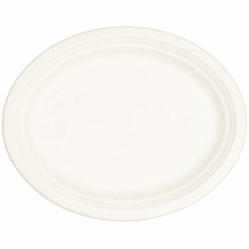 Eco-Friendly Partyware | White Sugar Cane Large Oval Plates (Pack Of 10) Decor Eco-Friendly Partyware