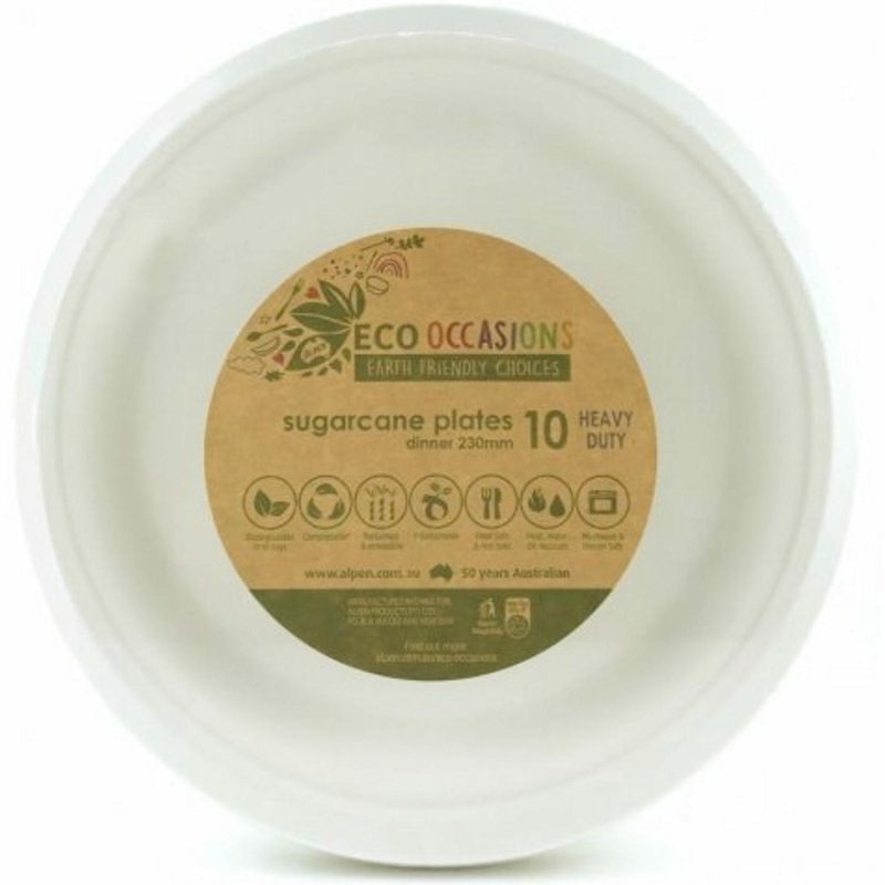 Eco-Friendly Partyware | White Sugar Cane Large Plates 23Cm (Pack Of 10) Decor Eco-Friendly Partyware