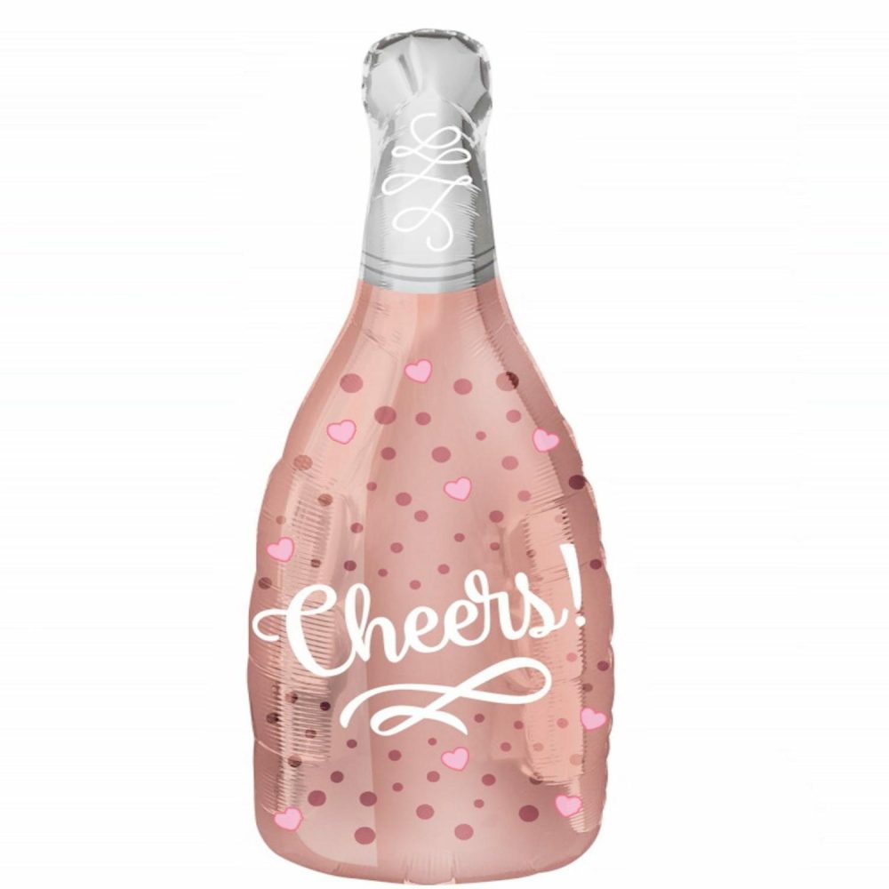 Foil Balloons | Cheers Pink Champagne Bottle Helium Balloon 66Cm Balloons Foil Balloons