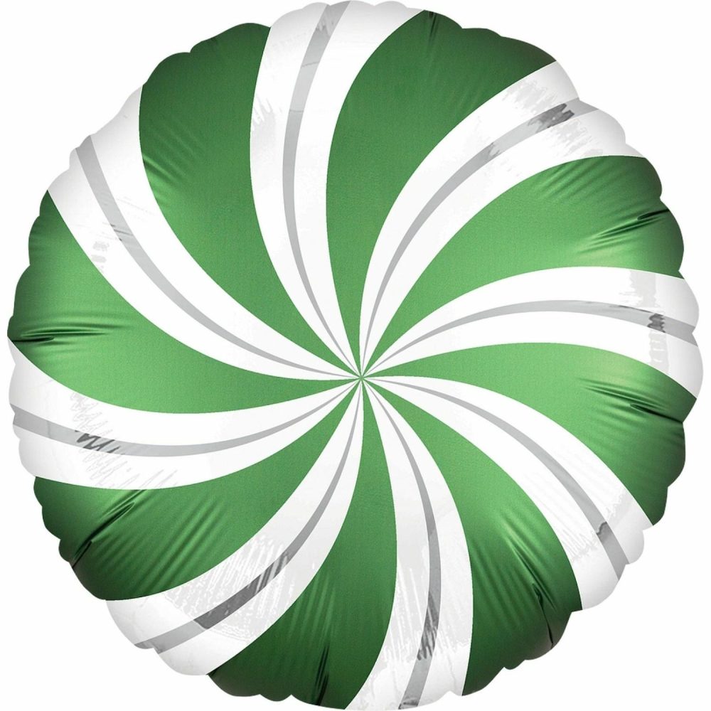 Foil Balloons | Emerald Green Candy Cane Swirl 45Cm Standard Satin Foil Balloon Balloons Foil Balloons