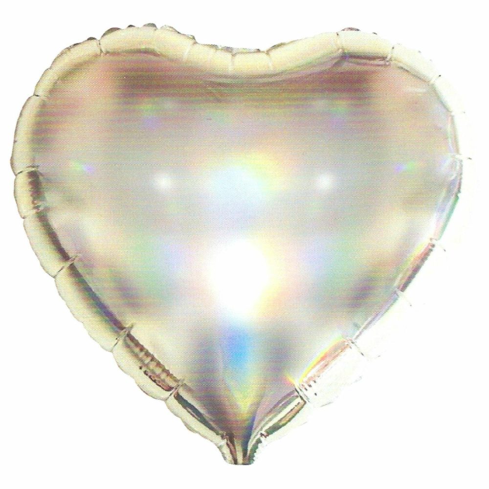 Foil Balloons | Heart Shaped Iridescent Silver Foil Balloon Balloons Foil Balloons