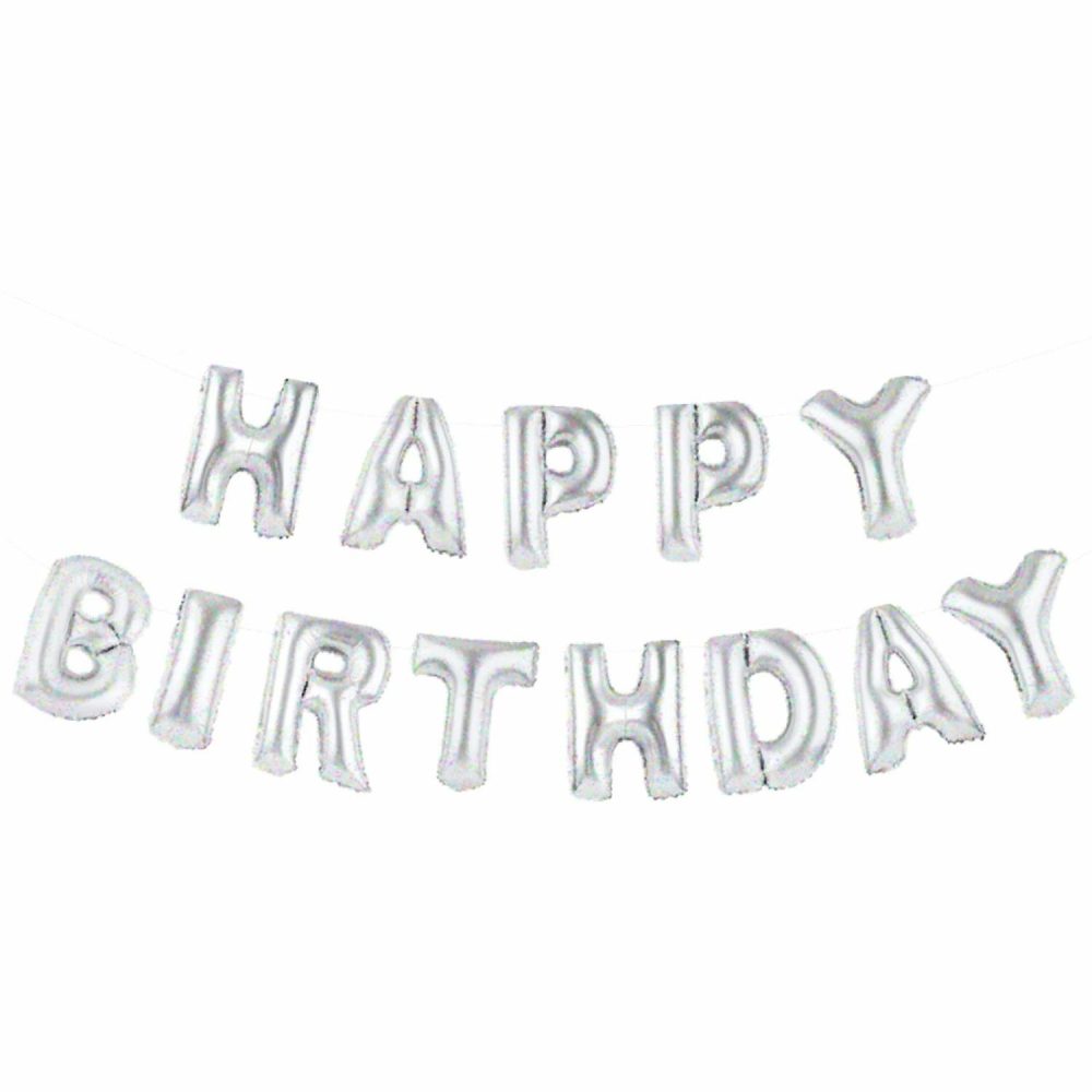 Foil Balloons | Holographic Happy Birthday Foil Balloon Banner (Air Fill) Balloons Foil Balloons