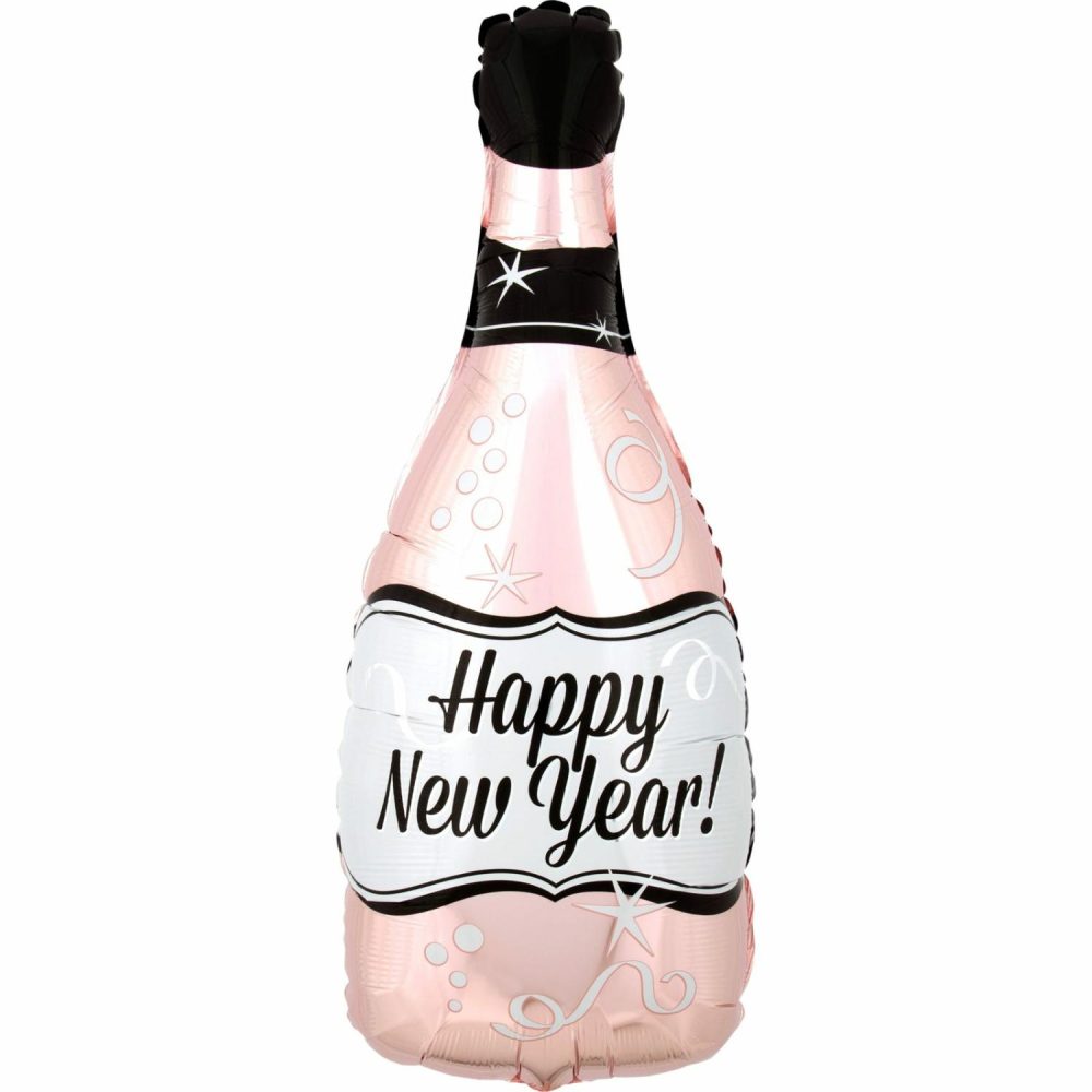 Foil Balloons | New Year Rose Gold Champagne Bottle Balloon 66Cm Balloons Foil Balloons