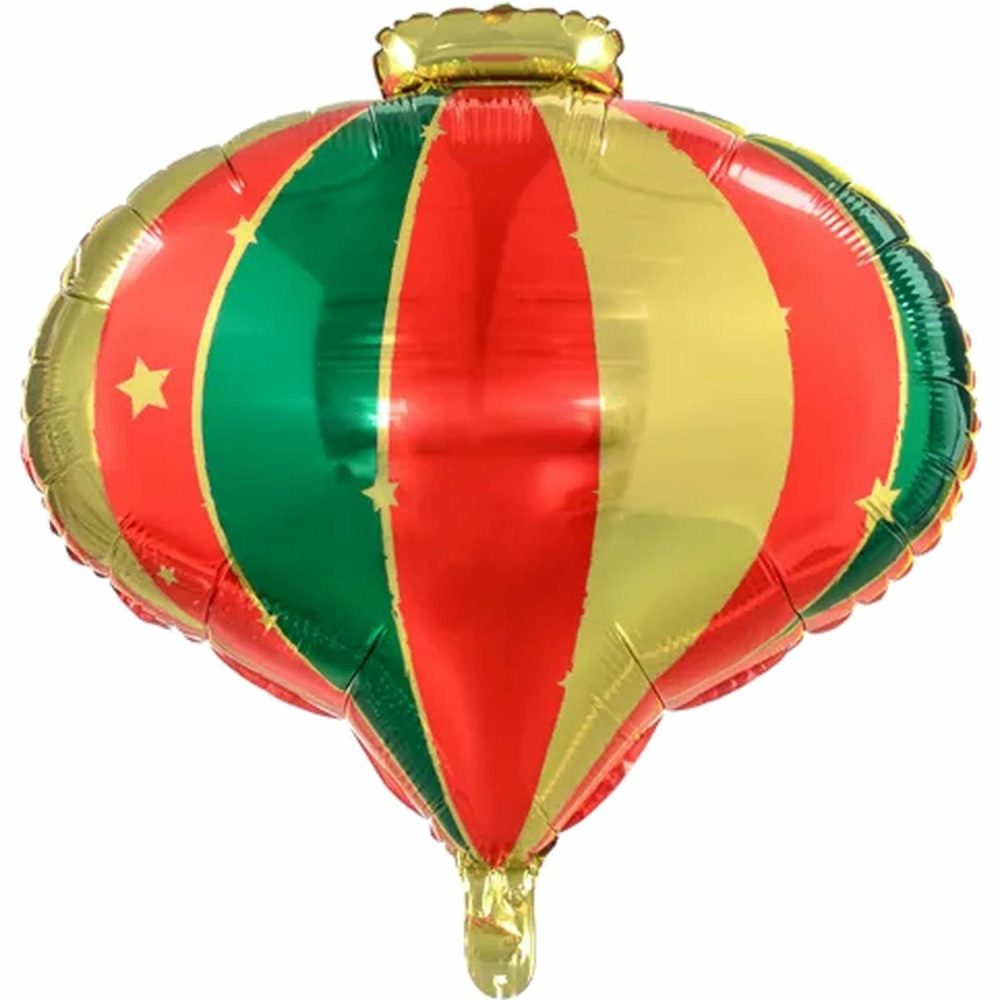 Foil Balloons | Red, Green And Gold Christmas Bauble Foil Balloon 51Cm Balloons Foil Balloons