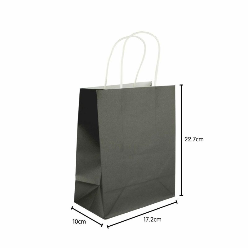 Gift Bags | Black Kraft Paper Gift Bags 22Cm (Pack Of 5) Gift Bags Gift Bags