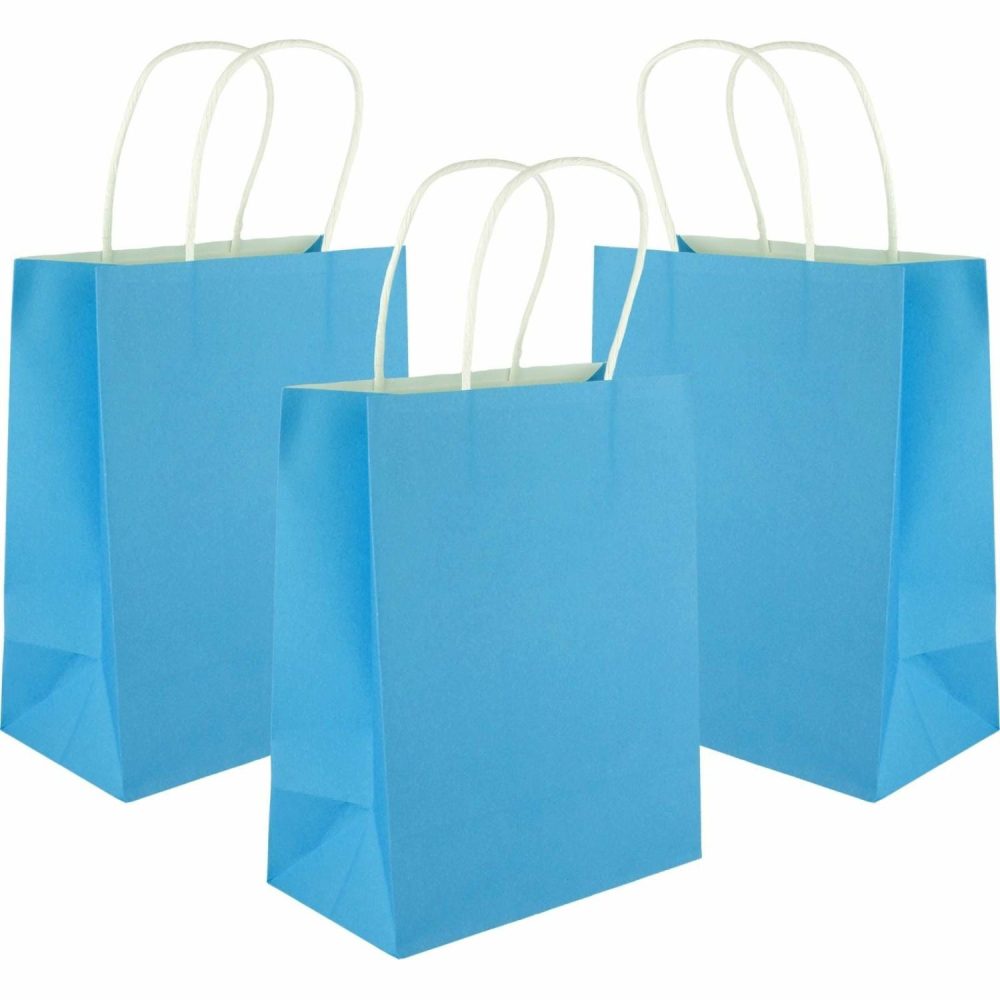 Gift Bags | Blue Kraft Paper Gift Bags 22Cm (Pack Of 5) Gift Bags Gift Bags