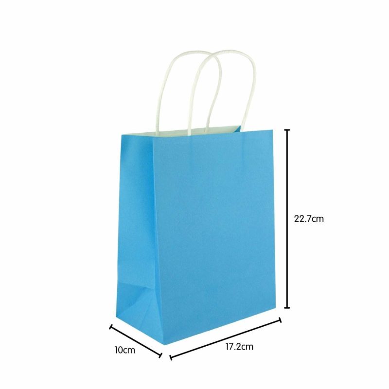 Gift Bags | Blue Kraft Paper Gift Bags 22Cm (Pack Of 5) Gift Bags Gift Bags