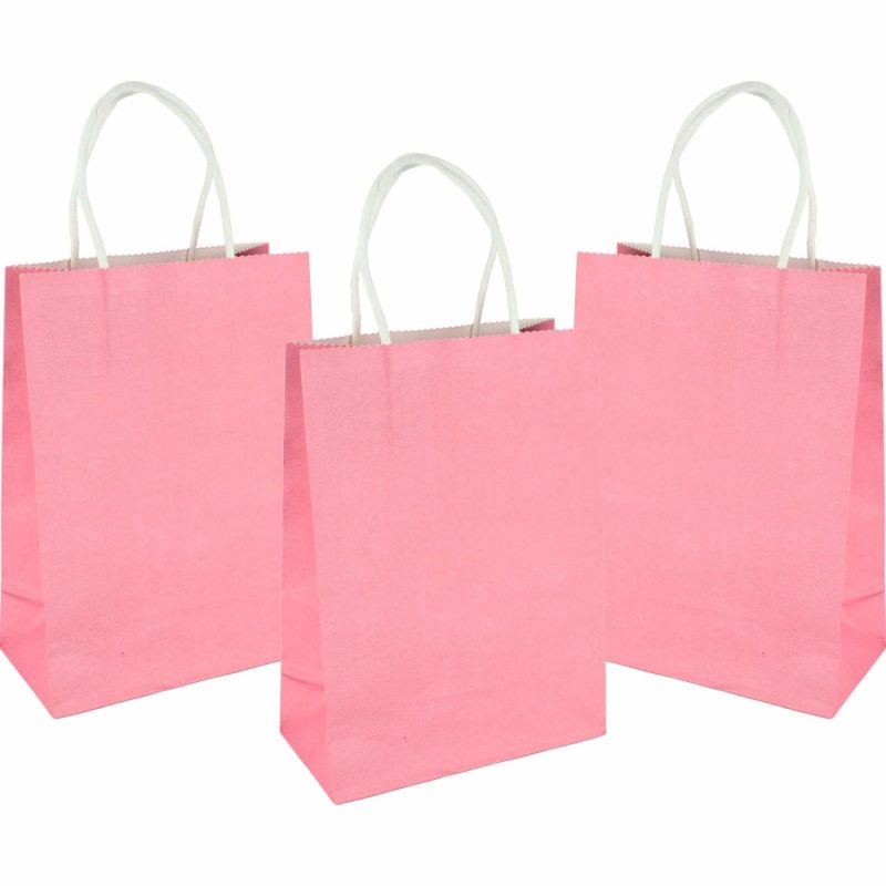 Gift Bags | Candy Pink Kraft Paper Gift Bags 20.8Cm (Pack Of 4) Gift Bags Gift Bags