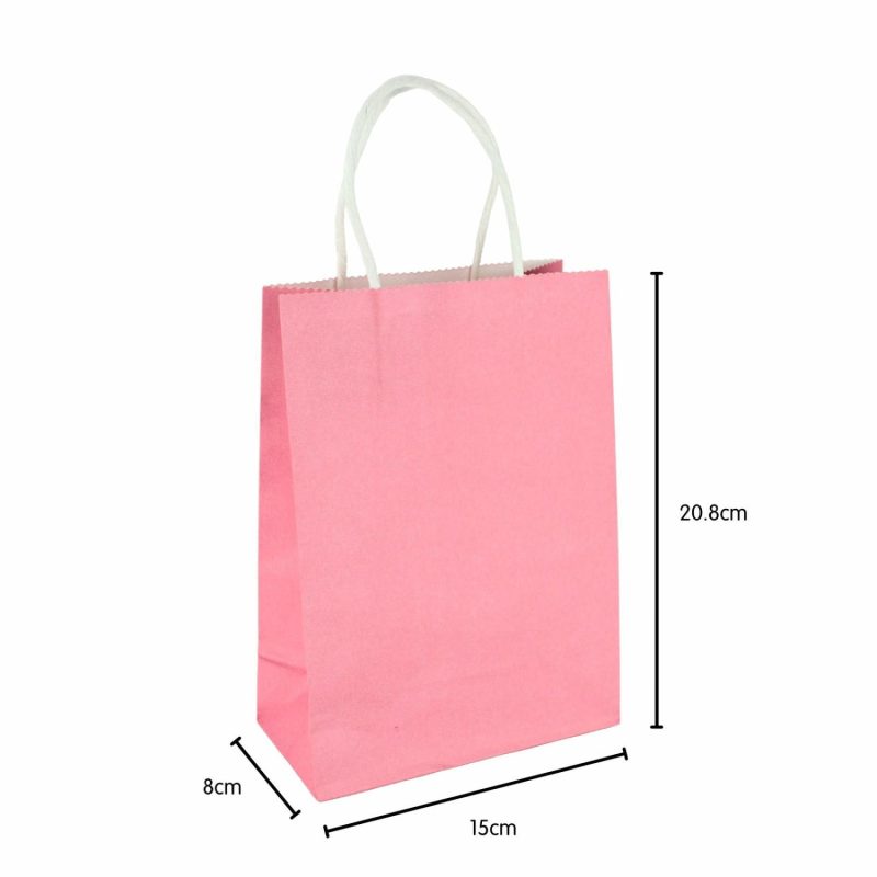 Gift Bags | Candy Pink Kraft Paper Gift Bags 20.8Cm (Pack Of 4) Gift Bags Gift Bags