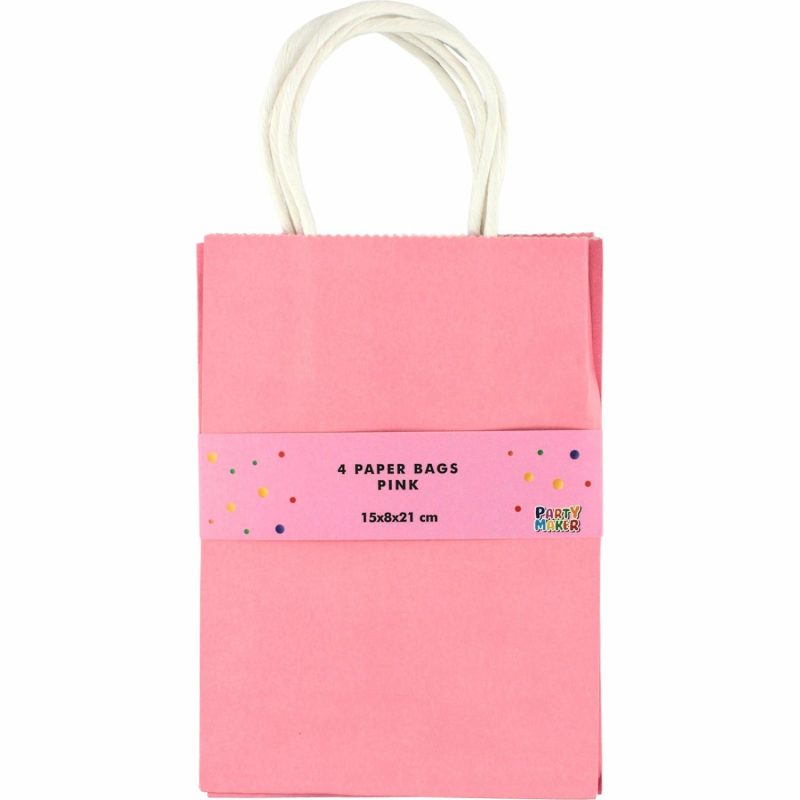 Gift Bags | Candy Pink Kraft Paper Gift Bags 20.8Cm (Pack Of 4) Gift Bags Gift Bags