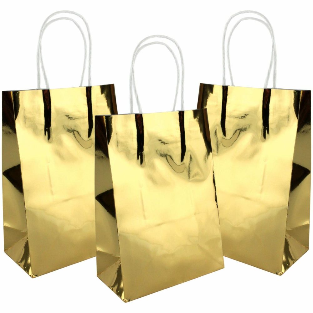 Gift Bags | Gold Metallic Foil Paper Gift Bags (Pack Of 4) Gift Bags Gift Bags