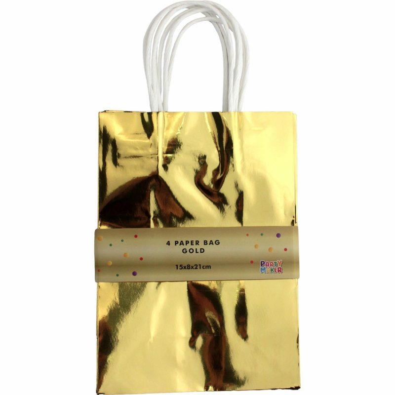 Gift Bags | Gold Metallic Foil Paper Gift Bags (Pack Of 4) Gift Bags Gift Bags