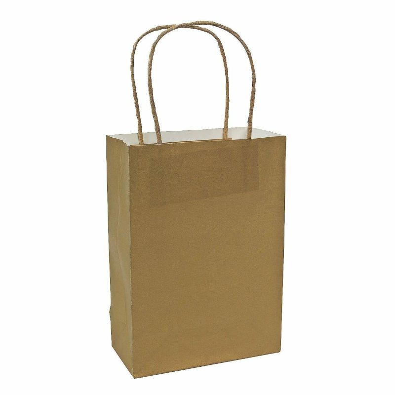 Gift Bags | Gold Paper Gift Bags (Pack Of 12) Gift Bags Gift Bags