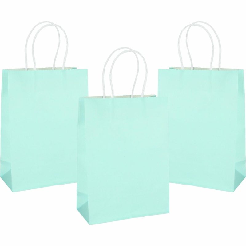 Gift Bags | Light Blue Kraft Paper Gift Bags 20.8Cm (Pack Of 4) Gift Bags Gift Bags