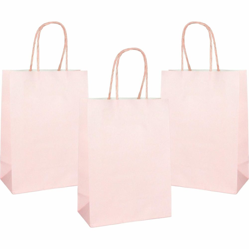 Gift Bags | Light Pink Kraft Paper Gift Bags 20.8Cm (Pack Of 4) Gift Bags Gift Bags