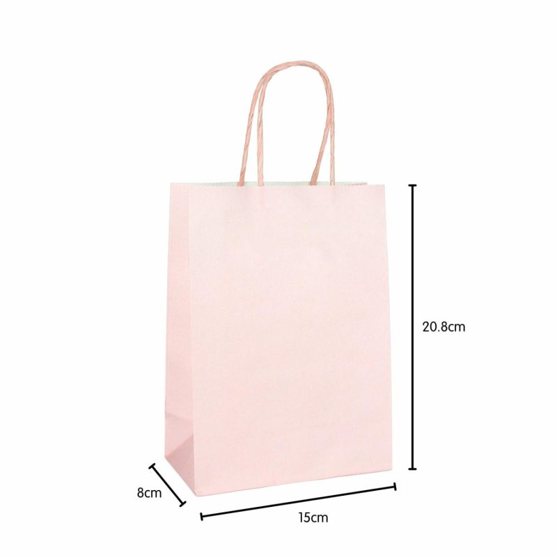 Gift Bags | Light Pink Kraft Paper Gift Bags 20.8Cm (Pack Of 4) Gift Bags Gift Bags