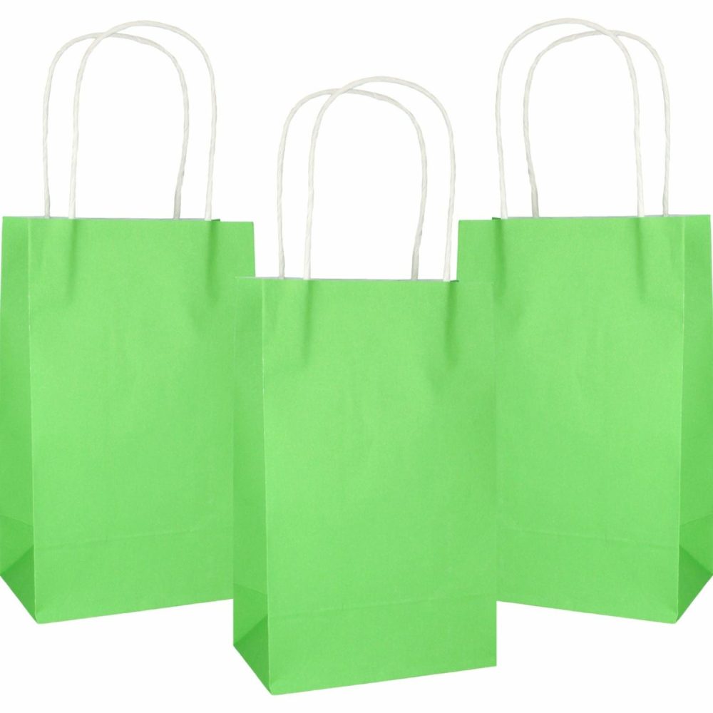 Gift Bags | Lime Green Paper Gift Bags 21.5Cm (Pack Of 5) Gift Bags Gift Bags