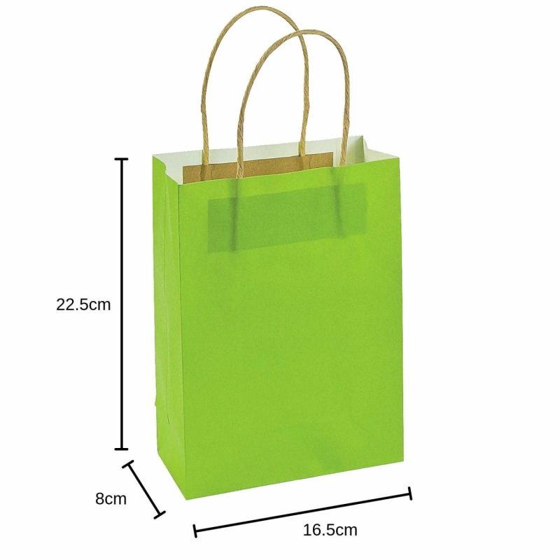 Gift Bags | Lime Green Paper Gift Bags (Pack Of 12) Gift Bags Gift Bags