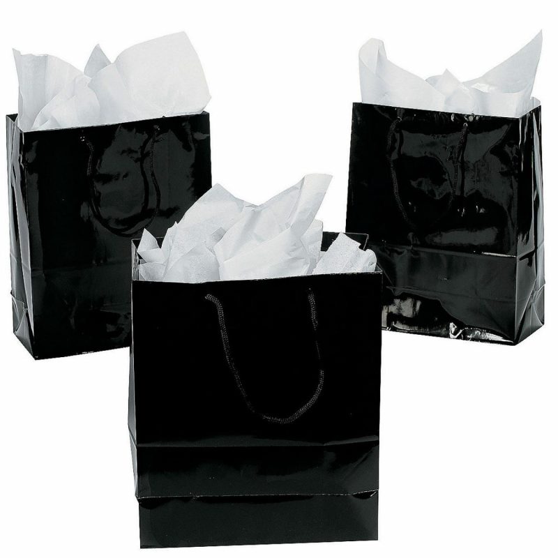 Gift Bags | Medium Black Paper Gift Bags (Pack Of 12) Gift Bags Gift Bags