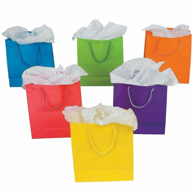 Gift Bags | Medium Coloured Paper Gift Bags (Pack Of 12) Gift Bags Gift Bags