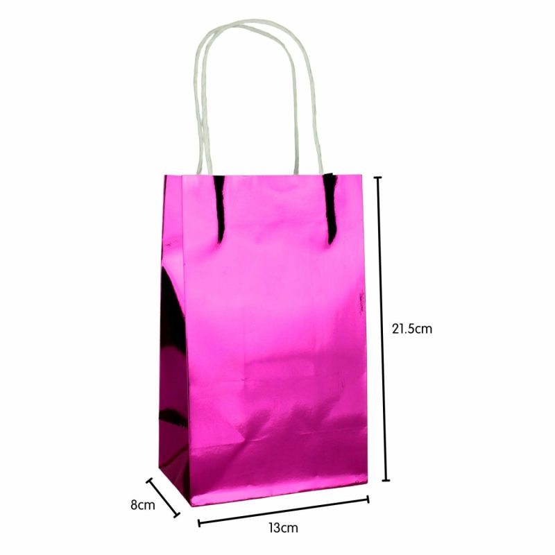 Gift Bags | Metallic Hot Pink Paper Gift Bags 21.5Cm (Pack Of 5) Gift Bags Gift Bags