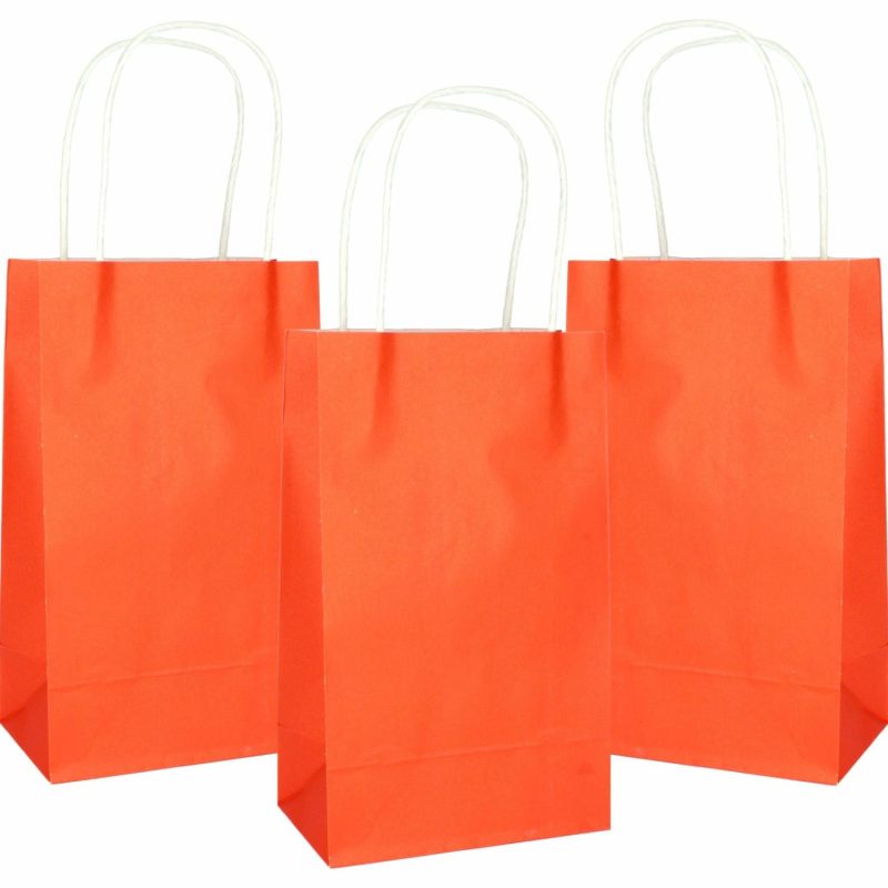 Gift Bags | Orange Paper Gift Bags 21.5Cm (Pack Of 5) Gift Bags Gift Bags