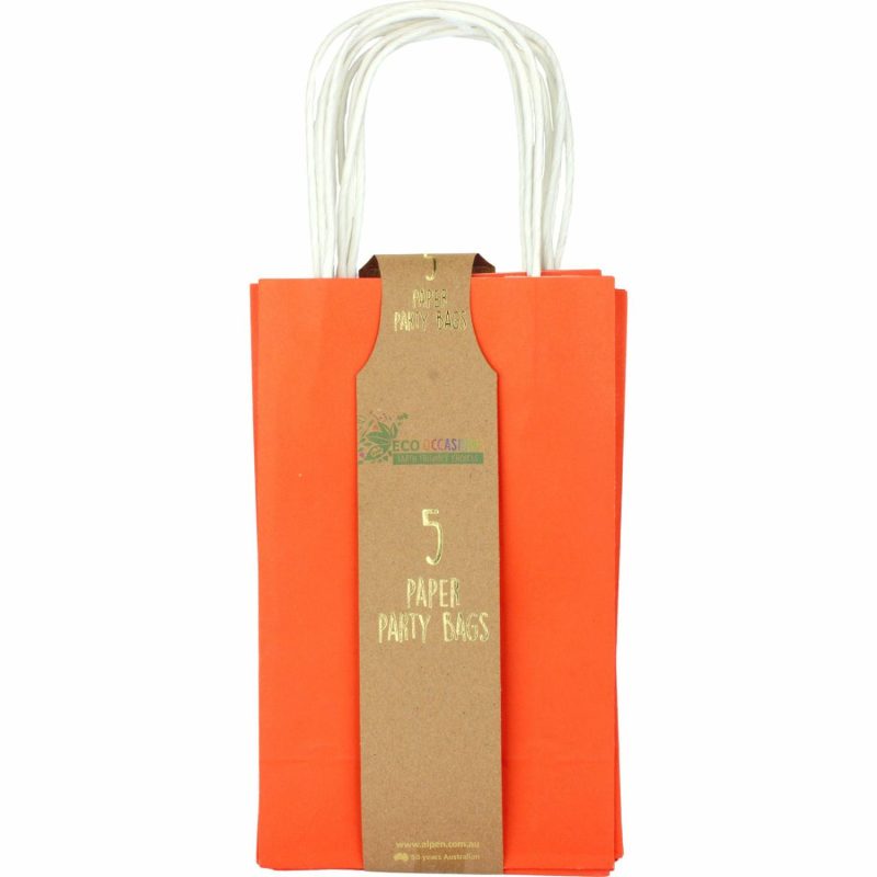 Gift Bags | Orange Paper Gift Bags 21.5Cm (Pack Of 5) Gift Bags Gift Bags