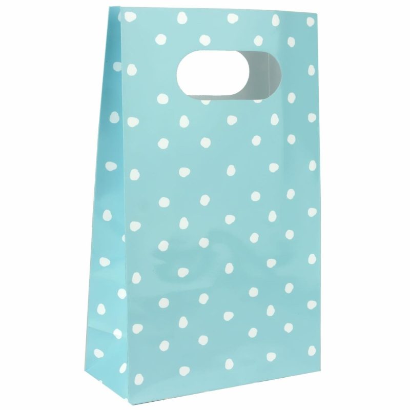 Gift Bags | Pastel Blue And White Dot Paper Treat Bags (Pack Of 6) Gift Bags Gift Bags