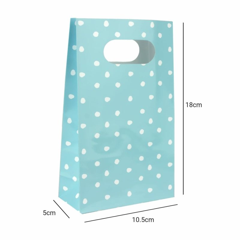 Gift Bags | Pastel Blue And White Dot Paper Treat Bags (Pack Of 6) Gift Bags Gift Bags