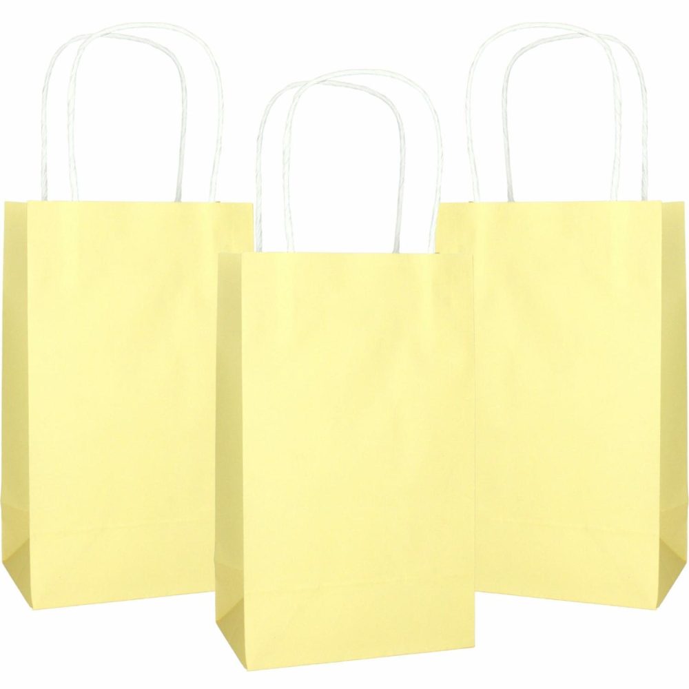 Gift Bags | Pastel Lemon Paper Gift Bags 21.5Cm (Pack Of 5) Gift Bags Gift Bags