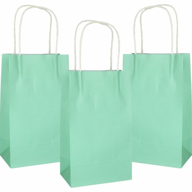 Gift Bags | Pastel Mint Green Paper Gift Bags 21.5Cm (Pack Of 5) Gift Bags Gift Bags