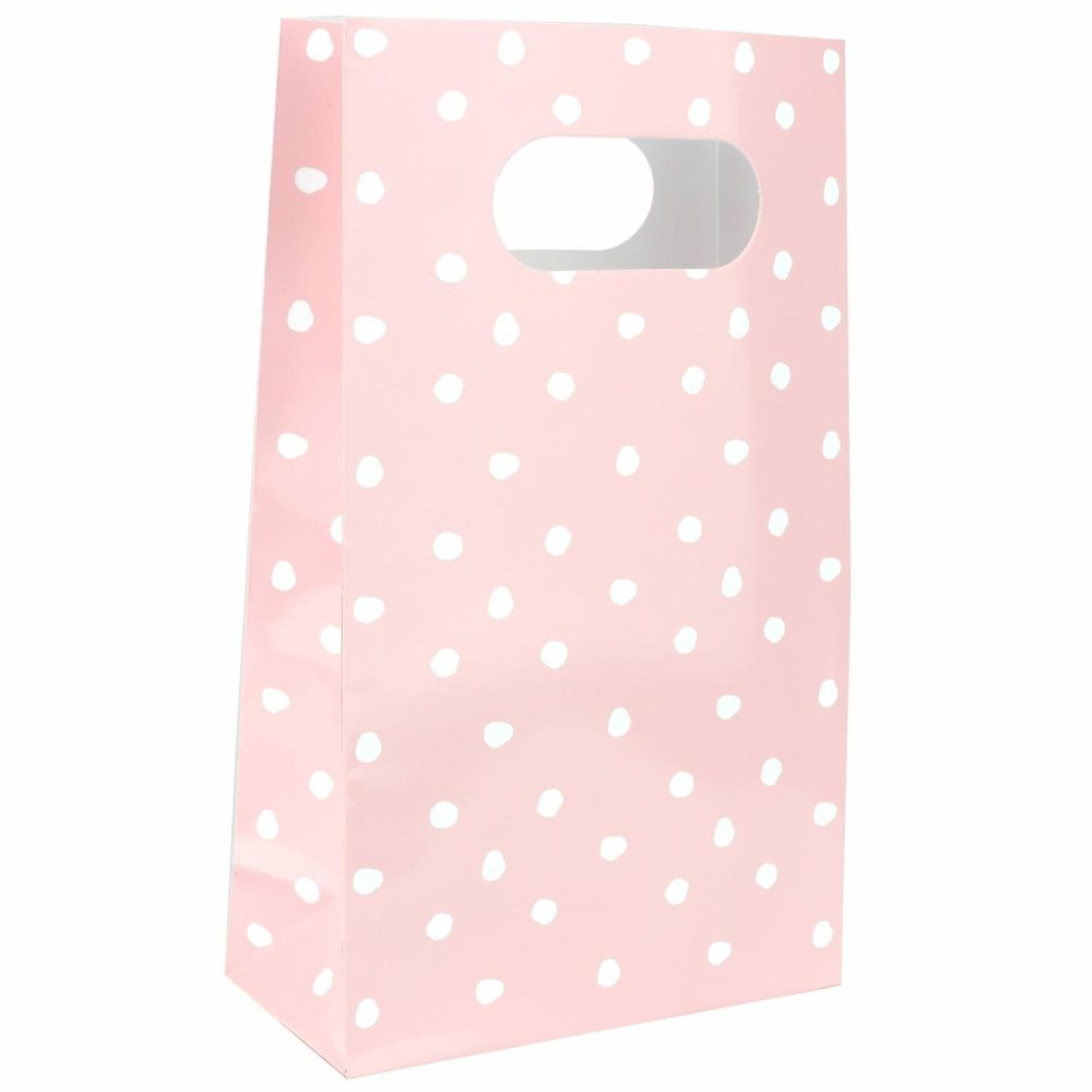 Gift Bags | Pastel Pink And White Dot Paper Treat Bags (Pack Of 6) Gift Bags Gift Bags