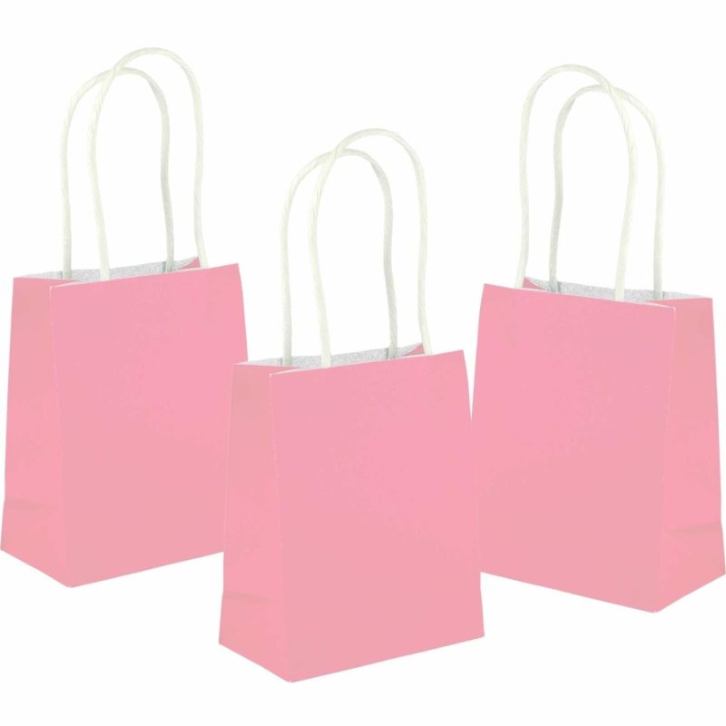 Gift Bags | Pink Kraft Paper Gift Bags 13.5Cm (Pack Of 5) Gift Bags Gift Bags