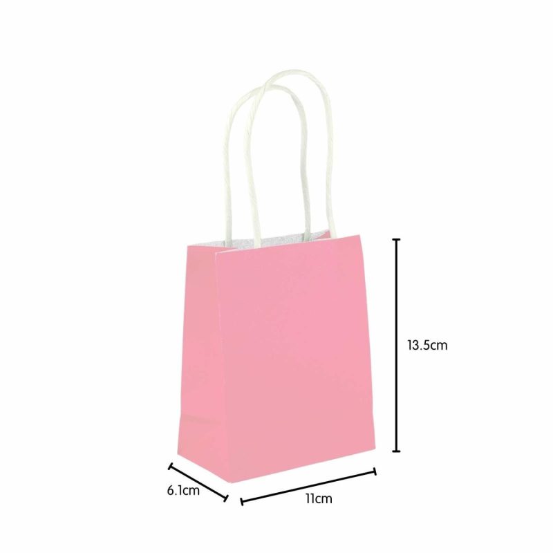 Gift Bags | Pink Kraft Paper Gift Bags 13.5Cm (Pack Of 5) Gift Bags Gift Bags