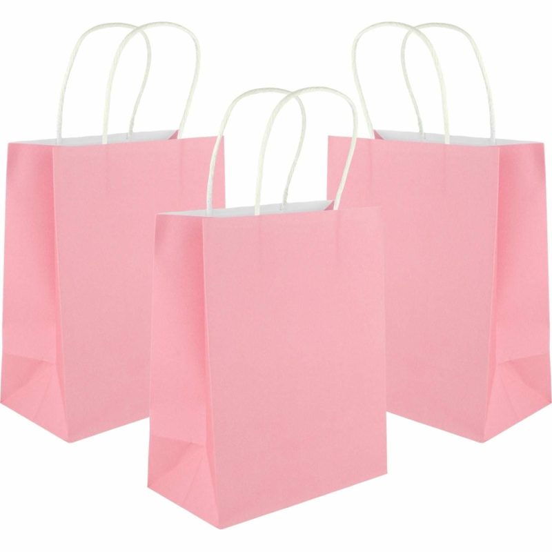 Gift Bags | Pink Kraft Paper Gift Bags 22Cm (Pack Of 5) Gift Bags Gift Bags