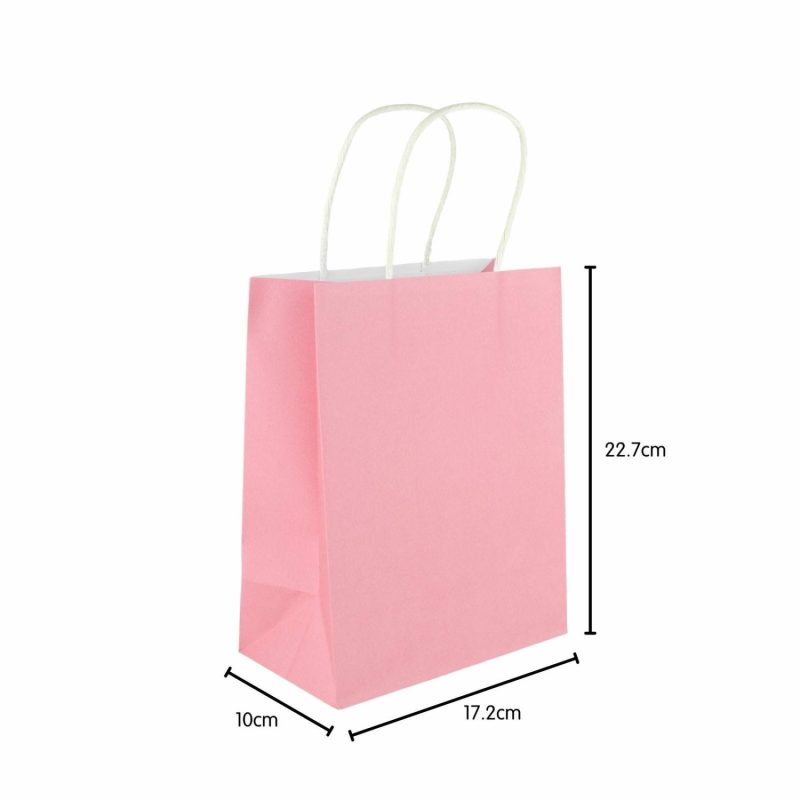 Gift Bags | Pink Kraft Paper Gift Bags 22Cm (Pack Of 5) Gift Bags Gift Bags