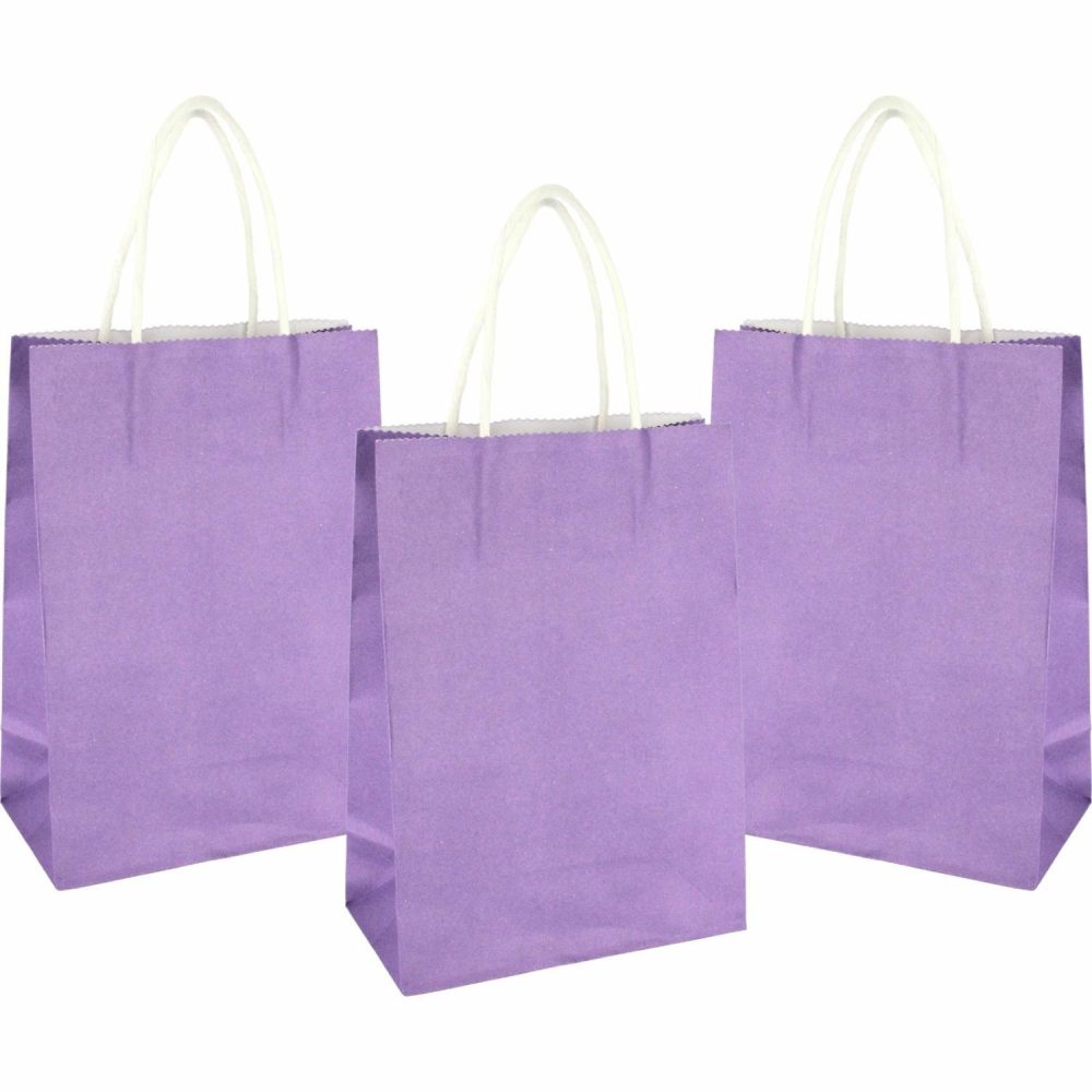 Gift Bags | Purple Kraft Paper Gift Bags 20.8Cm (Pack Of 4) Gift Bags Gift Bags