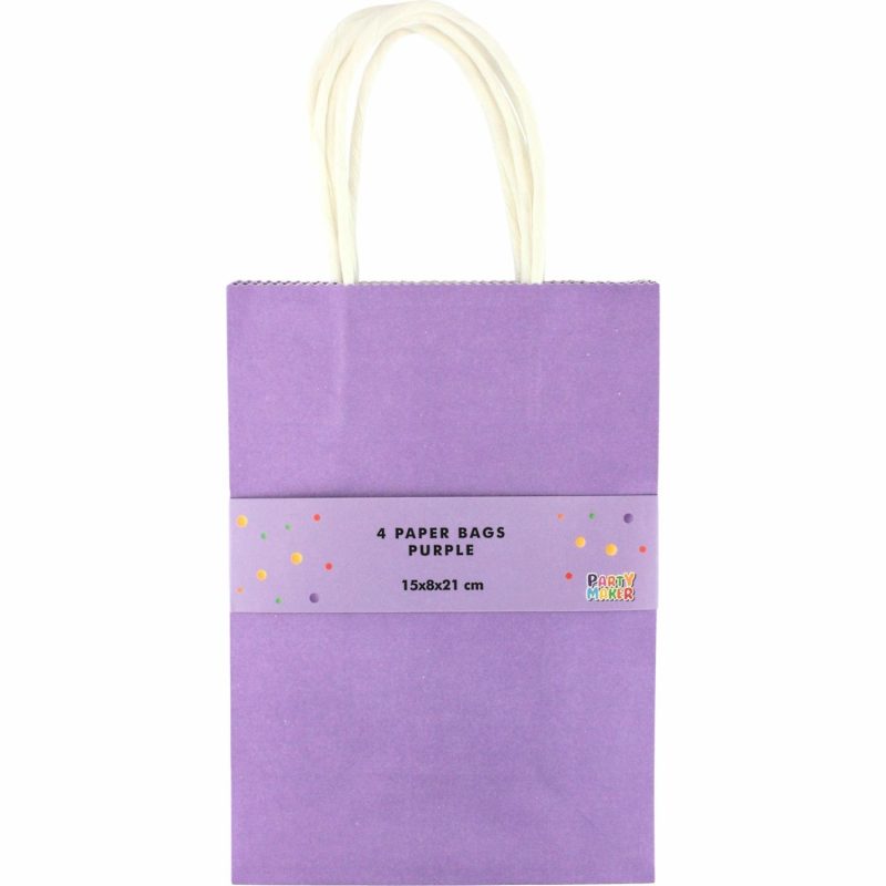 Gift Bags | Purple Kraft Paper Gift Bags 20.8Cm (Pack Of 4) Gift Bags Gift Bags